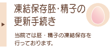 凍結保存胚・精子の更新手続き 当院では胚・精子の凍結保存を行っております。